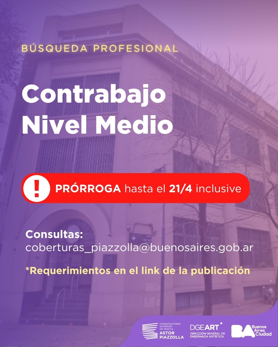 Convocatorio Contrabajo nivel medio